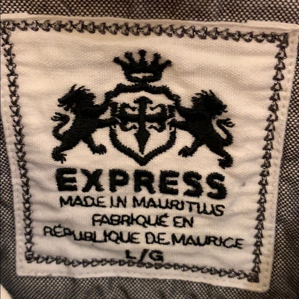 EXPRESS blue and white checkered Oxford - Picture 3 of 6